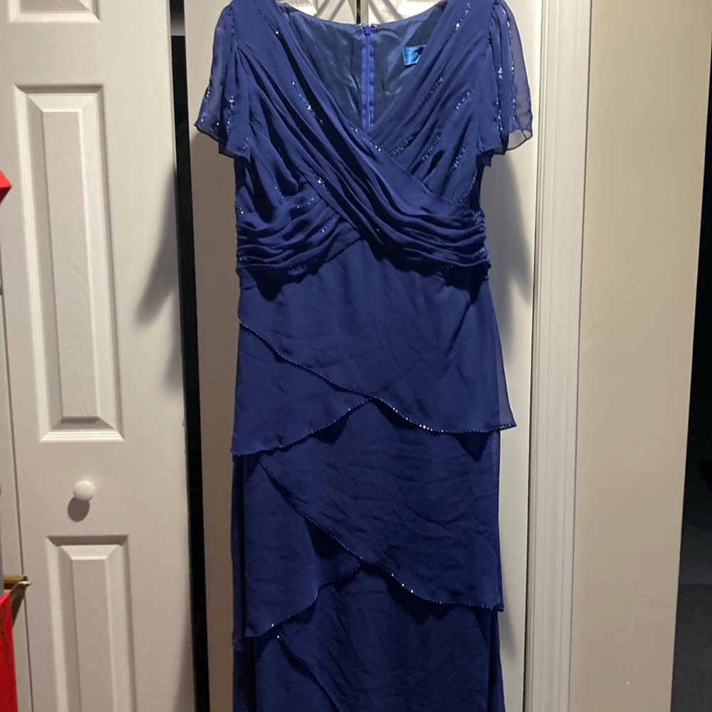 Couture blue sequin evening dress size 18. USA